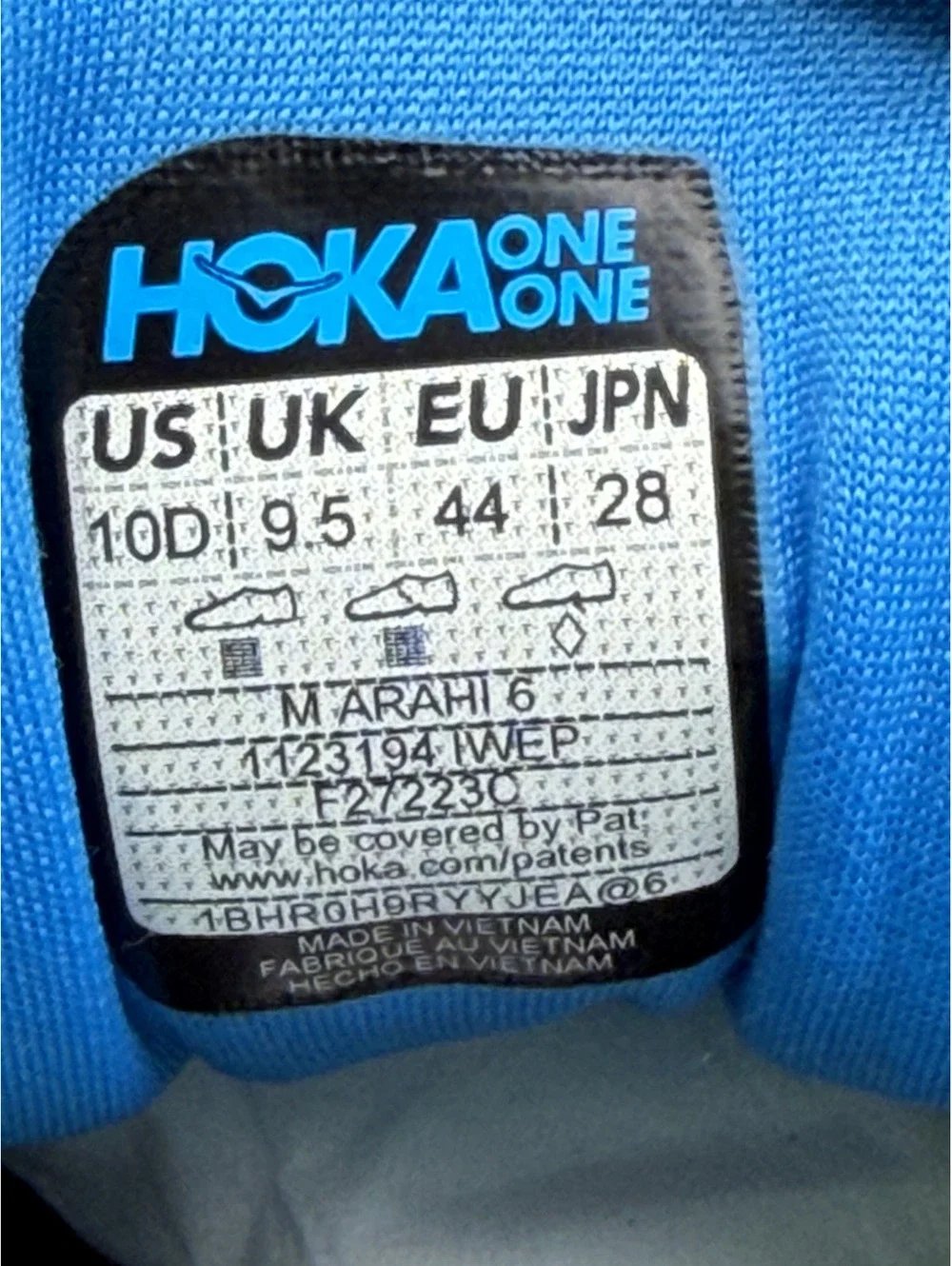Hoka One One Men's Arahi 6 Running Shoes Size 10D White Blue Yellow